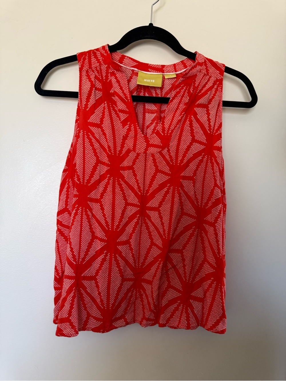 Maeve Red Crop Flowy Sleeveless Geometric Print Enna Top in Size 4 EUC